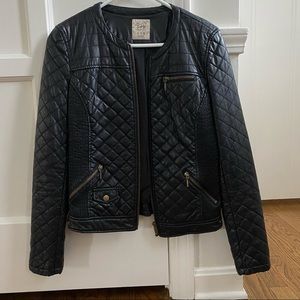 Zara leather jacket with gold buttons and zippers